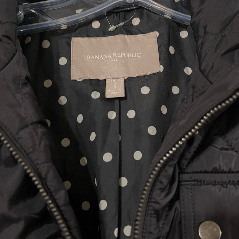 Banana Republic Quilted Jacket Navy Coat Polka Dot - Picture 6 of 6